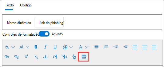 A ação Inserir código QR nos controlos de formatação na página Configurar payload do novo assistente de criação de payload.