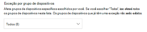 A mostrar o menu pendente do grupo de dispositivos.