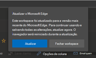 Pedir para atualizar o Microsoft Edge