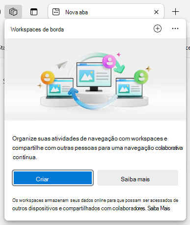 O ecrã de boas-vindas quando um utilizador abre as Áreas de Trabalho pela primeira vez.