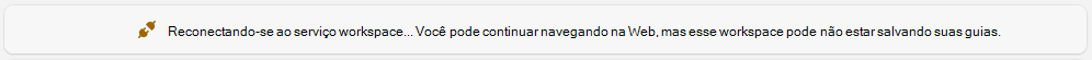 Mensagem de informações sobre como voltar a ligar para reiniciar uma área de trabalho.