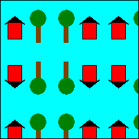 Um retângulo com instâncias lado a lado da imagem, invertidas horizontal e verticalmente.