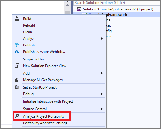 Captura de tela do Analisador de Portabilidade no Gerenciador de Soluções.