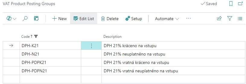 VAT Product Posting Groups