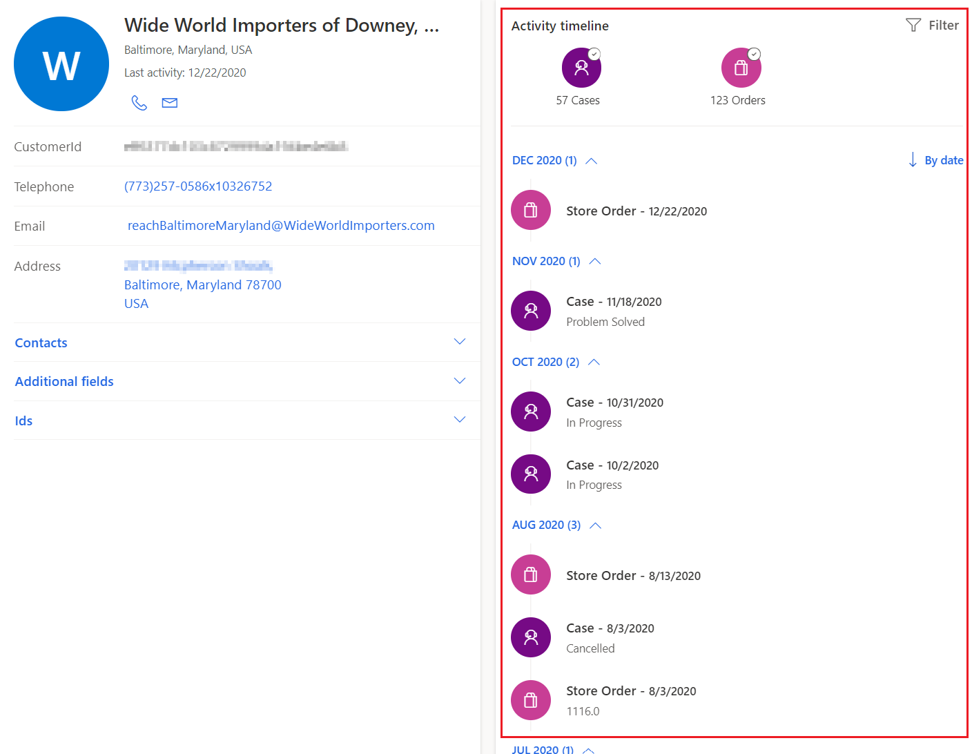 Visualize atividades configuradas em Perfis de Clientes.