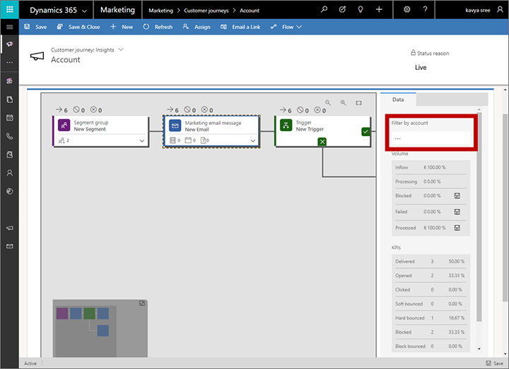 Filtrar insights por conta.