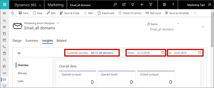 Filtrar insights por intervalo e uso de datas.