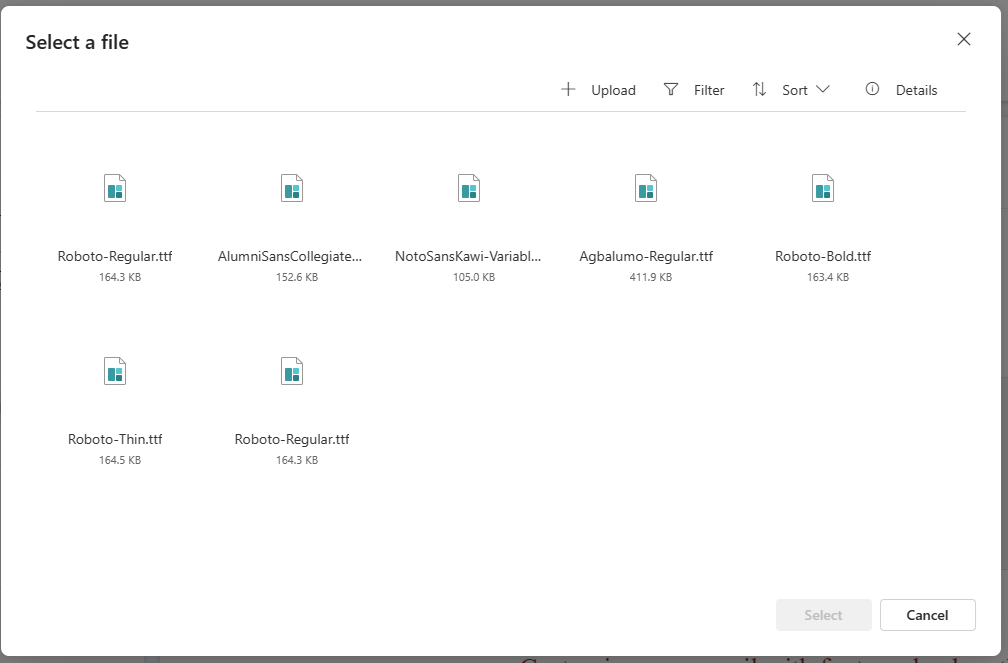 Selecione na lista de fontes ou adicione uma nova