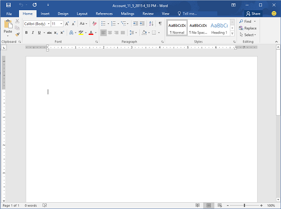 Um novo modelo do Word.