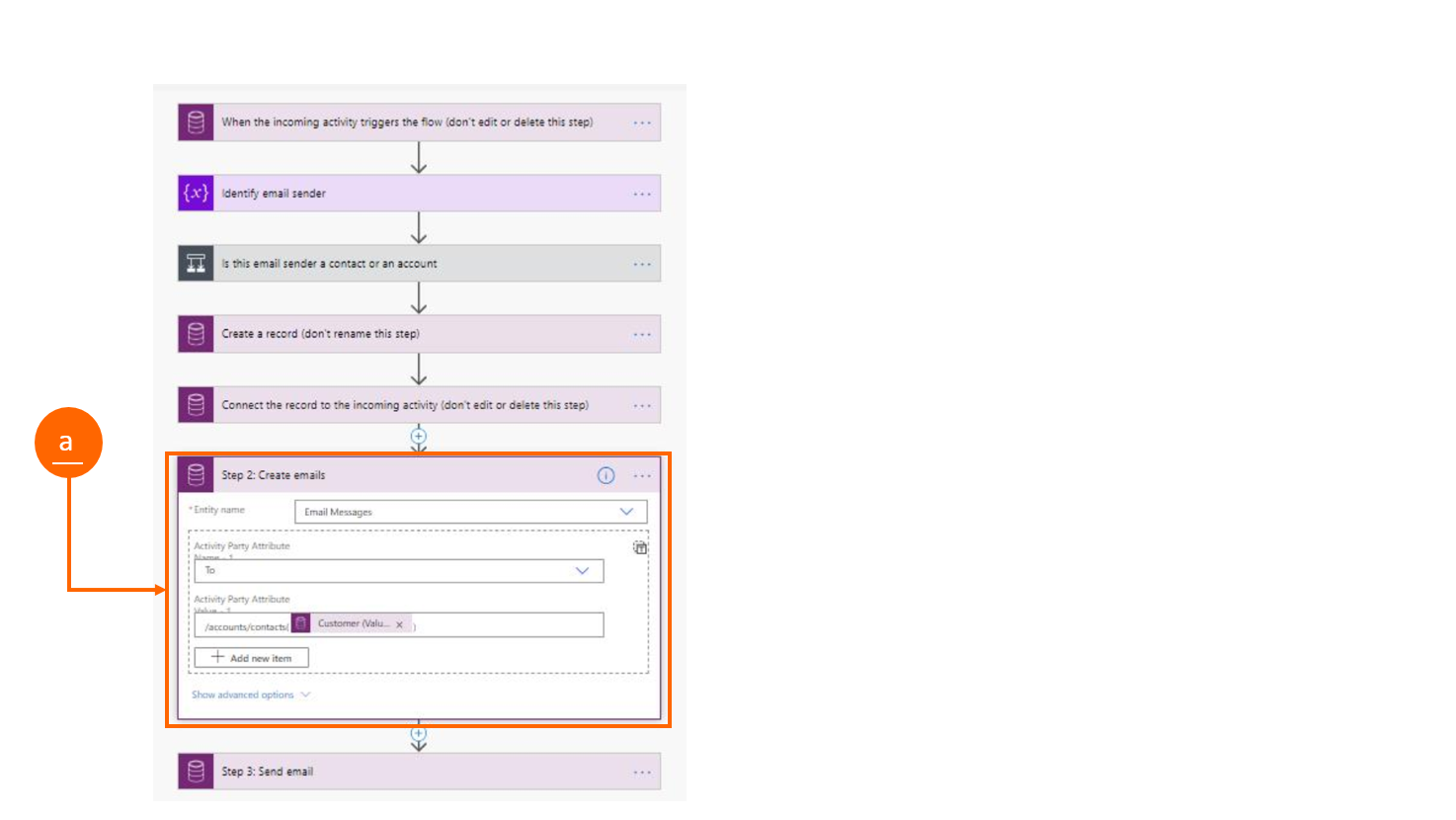 Captura de tela da visualização Interface Unificada pós-migração em que o campo Para foi migrado.