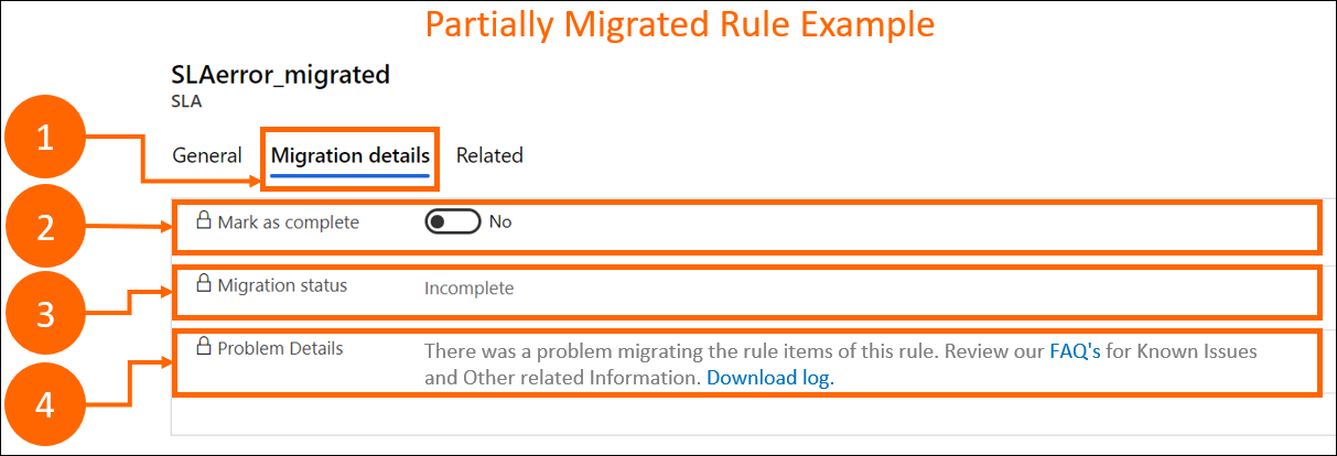 Ferramenta de migração - Status de migração.