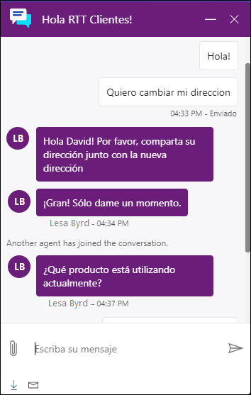 Tradução de idiomas em tempo real para o cliente.