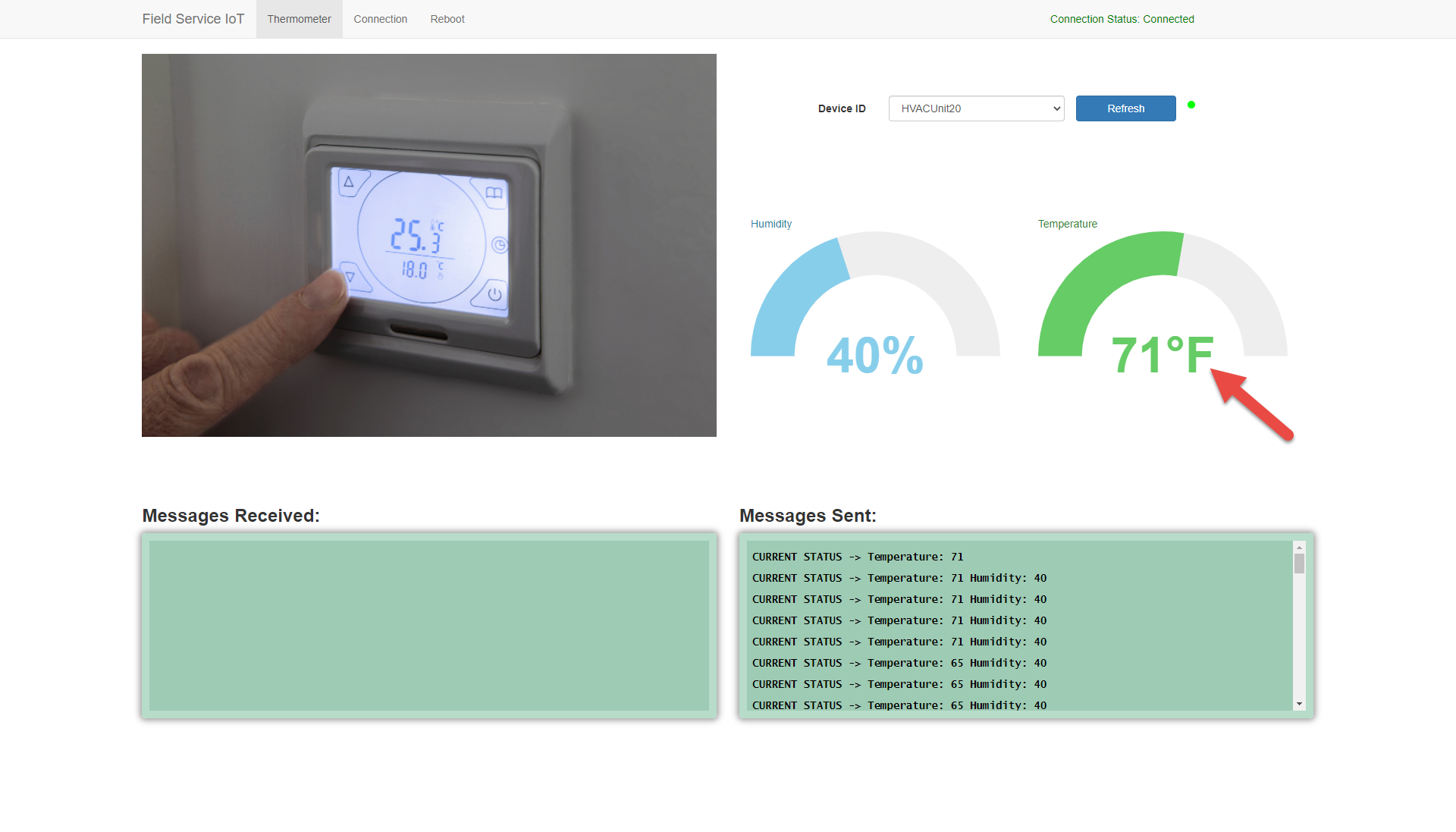 Captura de tela do simulador do alerta de IoT.