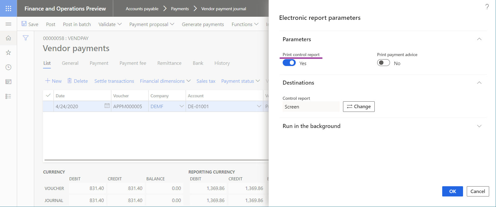 Processamento de pagamento de Fornecedor de ER em runtime para o idioma preferencial do usuário EN-US.