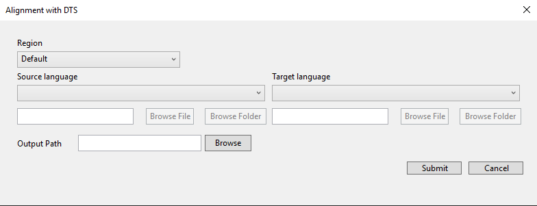 Dialog box where you can configure the alignment request.