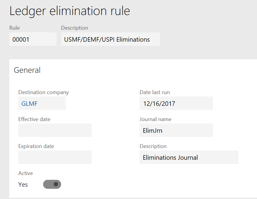 Propriedades básicas de uma regra de eliminação.