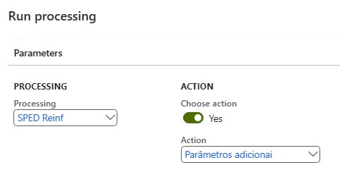 Parâmetros adicionais de Execução de processamento.