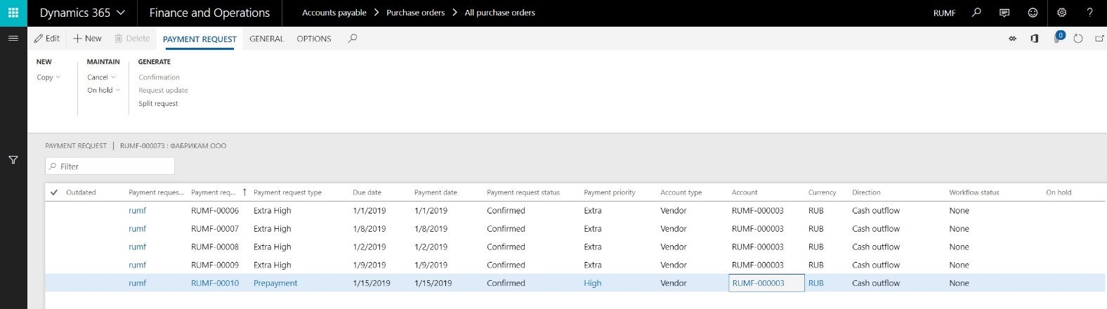 Create a payment request for a vendor invoice2.