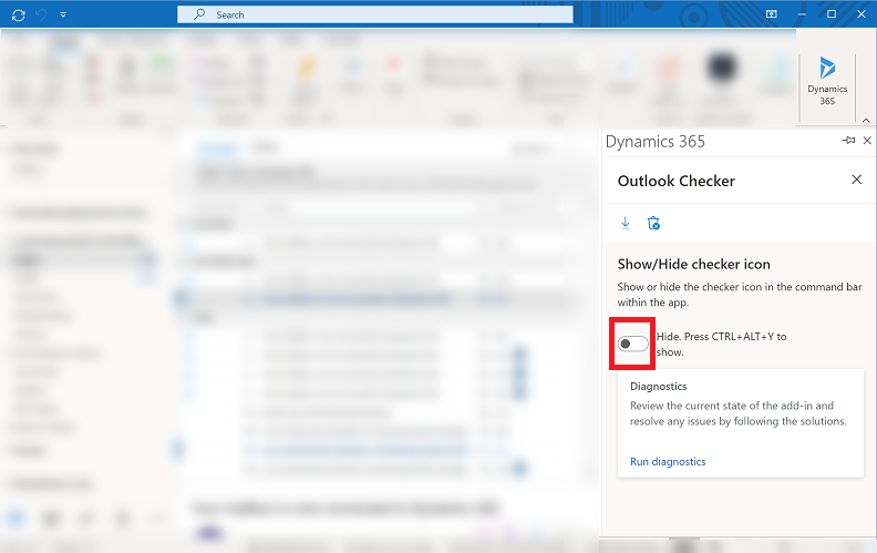 Painel do Verificador do Outlook.