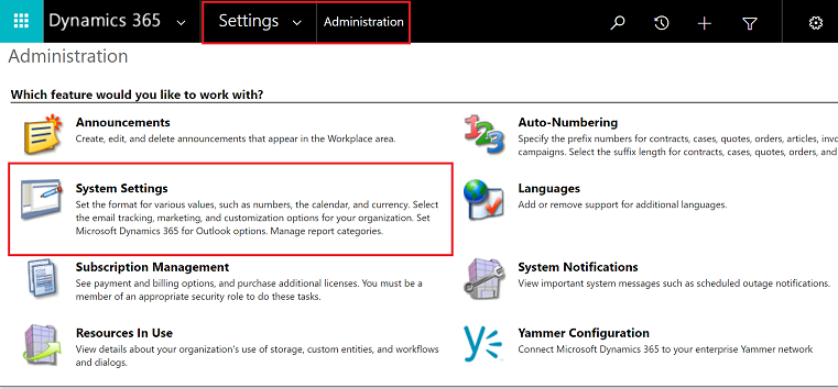 Ir para as configurações do sistema.