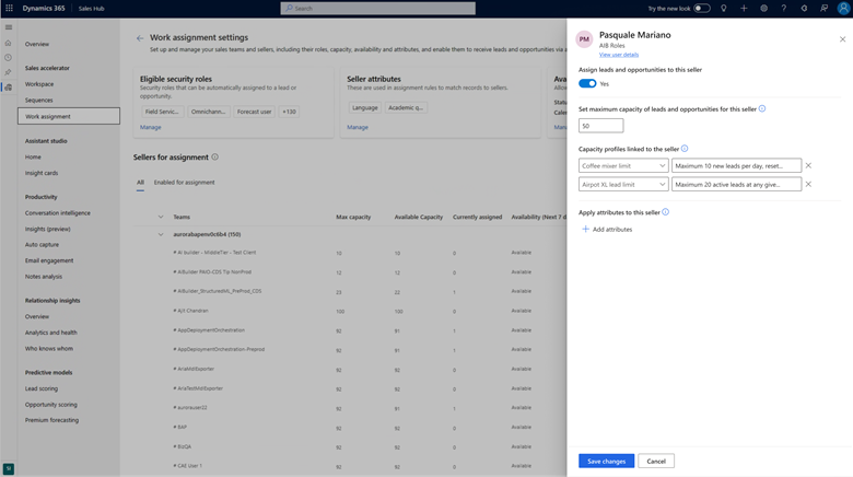 Limitar a capacidade do vendedor com base em produtos, categorias e outros atributos do cliente potencial.