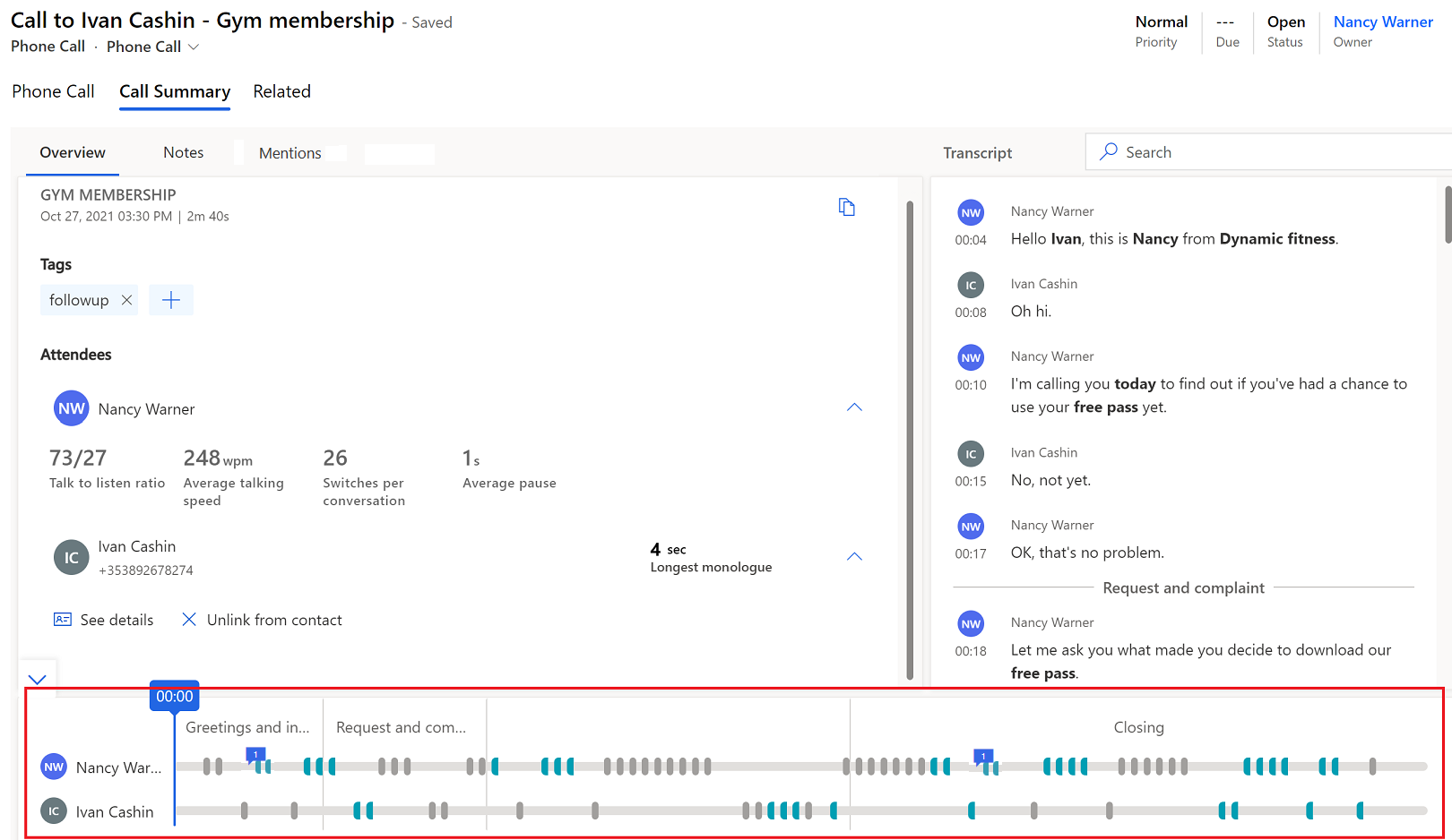 Linha do tempo de reprodução com segmentação