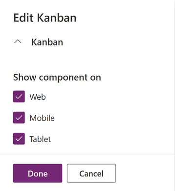 Captura de tela da definição da visualização Kanban como visualização padrão.