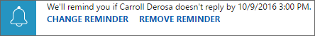 Captura de tela do lembrete para uma atividade agendada no Dynamics 365 Sales.