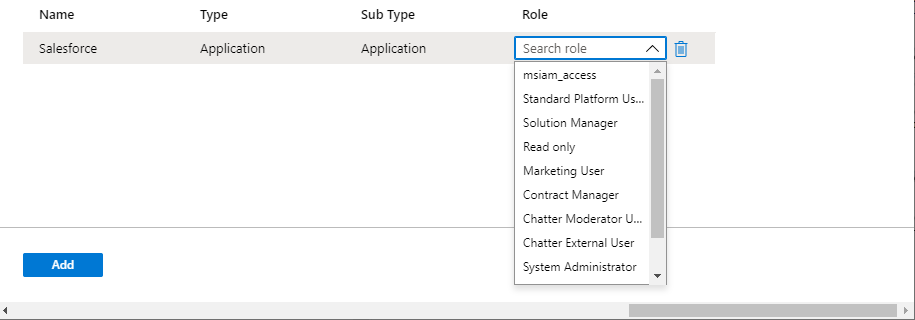 Pacote de acesso – Adicionar função de recurso para um aplicativo