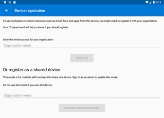 Captura de tela da janela de registro do dispositivo Microsoft Authenticator no aplicativo.