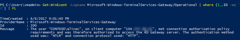 Exibindo a política de autorização de conexão usando o PowerShell