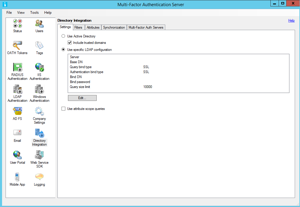 Configure LDAP settings for specific LDAP settings