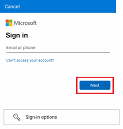 Captura de tela de como concluir a MFA usando o Microsoft Authenticator em dispositivos iOS.