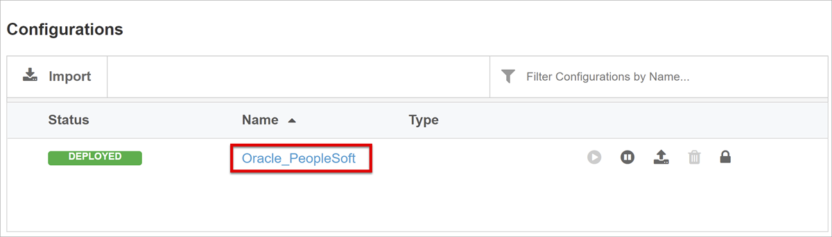 Captura de tela do link de configuração do aplicativo PeopleSoft.