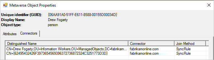 Captura de tela da janela Propriedades do Objeto do Metaverso, com a guia Conectores selecionada