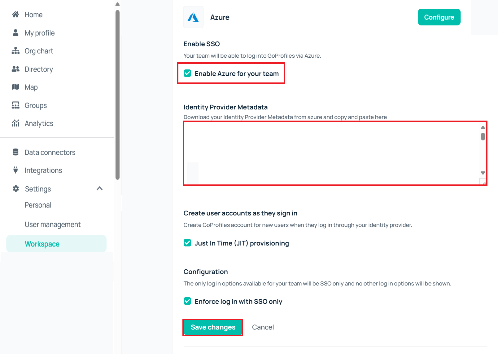 A captura de tela mostra a Configuração.