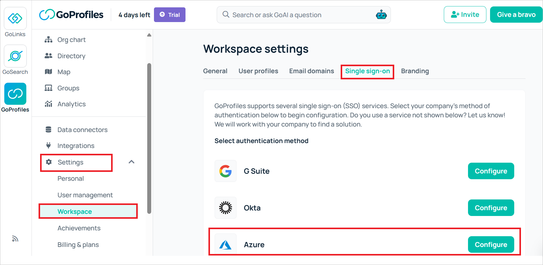 A captura de tela mostra as Configurações para a configuração.