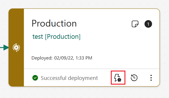 Uma captura de tela do botão regras de implantação, localizado no menu estágio de implantação.