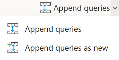 Captura de tela do ícone de transformação Anexar consultas.