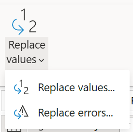 Captura de tela do ícone de transformação Substituir valores.