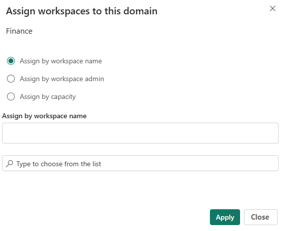 Captura de tela mostrando o painel lateral para atribuir workspaces.