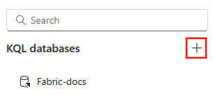 Captura de tela mostrando a seção Bancos de dados KQL na eventhouse.