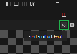 Screenshot of the feedback button in the preview panel