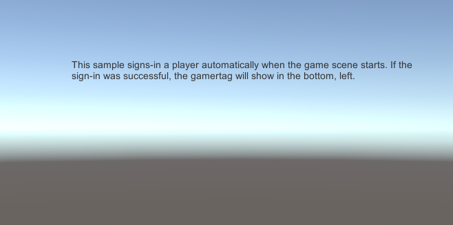 Screenshot of a sign-in example scene by using the GDK Unity package