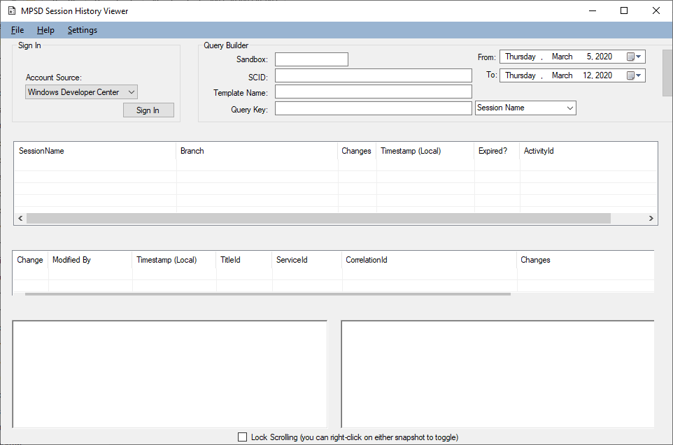 MPSD Session History Viewer