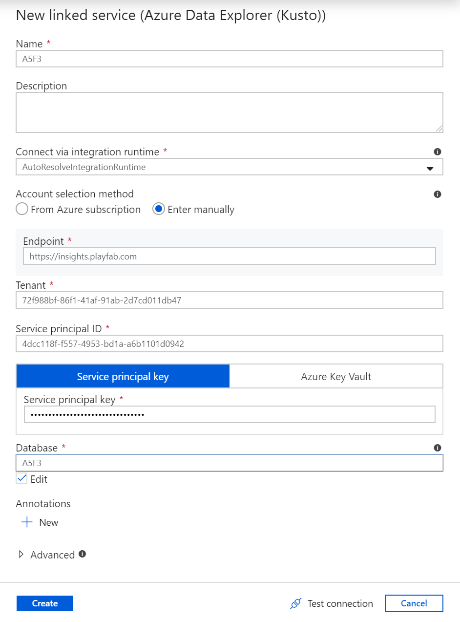 ADF New Linked Service