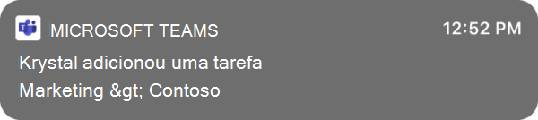 Captura de tela que mostra notificações de feed de atividades em um Mac desktop Teams.