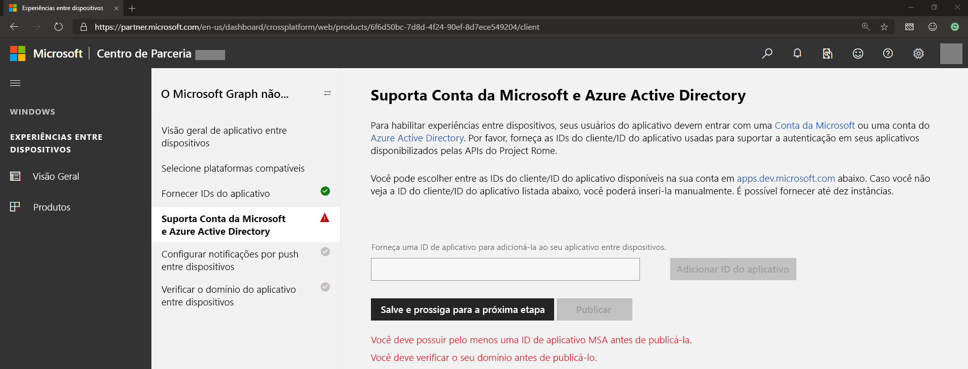 Indique ids de cliente de registo de aplicações do Azure para MSA e Microsoft Entra ID