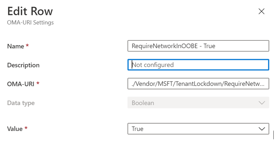 Configuração do bloqueio de locatário via OMA-URI.