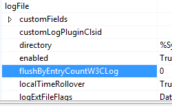 Screenshot that shows the Collection Editor window. In the Properties pane, flush By Entry Count W 3 C Log is selected.